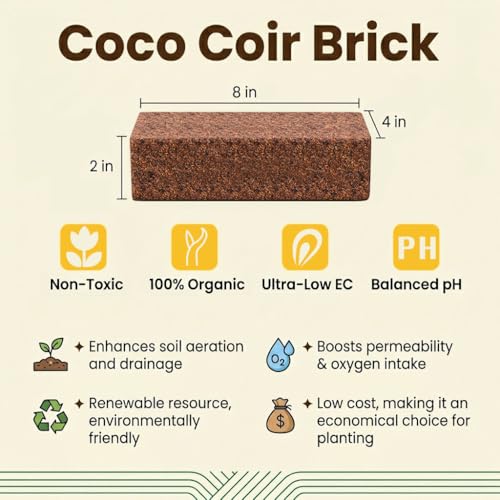 Halatool Organic Coco Coir Brick, 1 Pack Compressed Coco Coir for Plants, Coconut Fiber Substrate with Low EC & pH Balance, High Expansion Coco Peat Seed Starter Soil for Planting Gardening - color: 1 Pack
