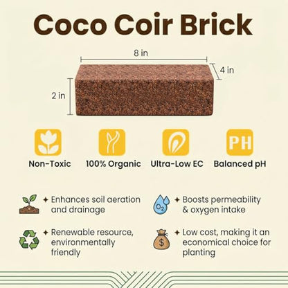 Halatool 3 Pcs Organic Coconut Coir Bricks for Plants, Compressed Coco Peat Coir Brick Coconut Fiber Substrate with Low EC & pH Balance, High Expansion Coconut Seed Starter Soil for Planting Flowers - color: 3 Pack