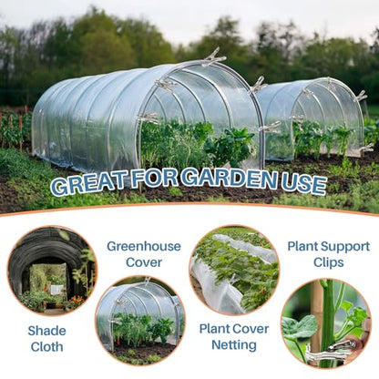 RAINFLOW 50 PCS Garden Clips - Stainless Steel Greenhouse Clamps,Grip Strong Heavy Duty Metal Greenhouse Supplies,Garden Clips for Netting, Hoops,Shade Cloth,Plant Cover