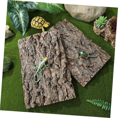 2 Pcs Natural Cork Bark Aquarium Decor for Fish Tank Background Reptile Climbing Surface Bearded Dragon Terrarium Ornament Tree Bark for Fish Garden Landscaping