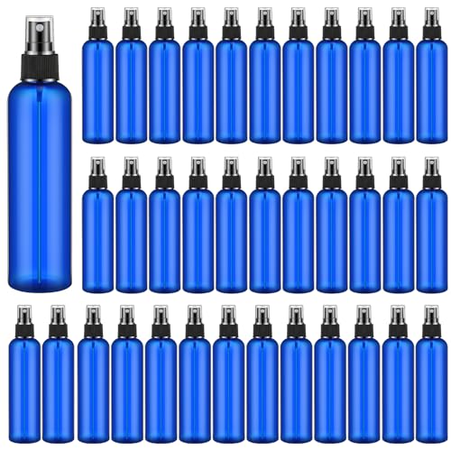 Eccliy 32 Pcs 8 oz Spray Bottles Fine Mist Plastic Spray Bottles Clear Empty Sprayer Hairs Refillable Travel Sprayer with Pump Cap for Cleaning Oils Travel Perfumes(Blue,Clear) - color: Blue, style: Clear