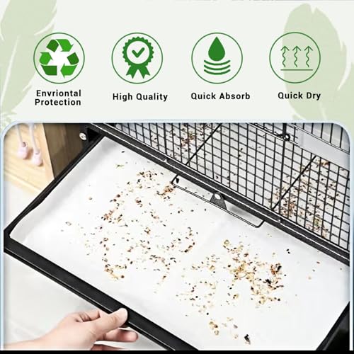 ZIQON 120 Pcs Bird Cage Liner Papers Big Size Cage Paper Liners Disposable Cage Paper Liners Precut Absorbent Cushion Pad Mat Accessories for Pet Bird Parrot - size: 31*21.5 inch