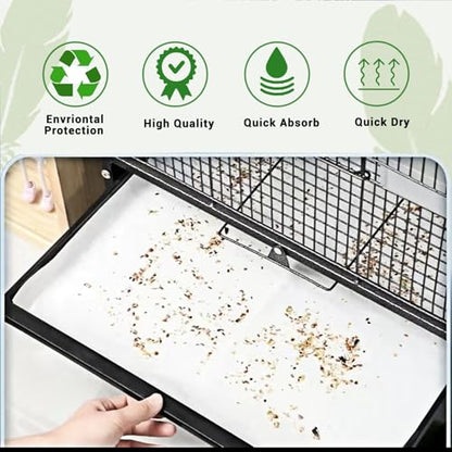ZIQON 120 Pcs Bird Cage Liner Papers Big Size Cage Paper Liners Disposable Cage Paper Liners Precut Absorbent Cushion Pad Mat Accessories for Pet Bird Parrot (White, 18.5 * 12.2) - size: 18.5*12.2
