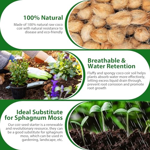 Legigo Pack of 5 Organic Coco Coir Bricks- 100% Natural Compressed Coco Peat Brick Coconut Fiber Substrate with Low EC& pH Balance, Coir Plant Soil Enhance Root Growth for Herbs, Flowers, House Plants - color: Pack of 5