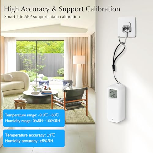 Room Thermometer Indoor, WiFi Humidity Meter with Smart Alert, Data Storage and Calibration, Temperature and Humidity Monitor for Baby Room, Greenhouse, White 2 Pack with Screen - size: Double, style: Minimalist