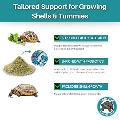 Baby Sulcata Food with Calcium - Human Grade Scientifically Formulated Diet for Healthy Growth - 4.5 oz 30-Day Supply for Grassland Tortoise Lovers! - size: 4.5 Ounce (Pack of 1)