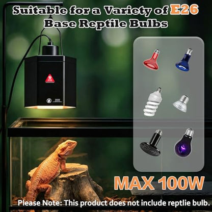 Yoobao 5.9" Reptile Heat Lamp Fixture, Hexagonal Dome Light with Hook for Basking Light & Ceramic Heat Emitter, 100W UVB/UVA Reptile Light Fixture for Bearded Dragon, Turtle, Snake, Lizard Terrarium
