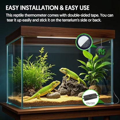 QZQ Reptile Thermometer and Humidity Gauge, LED Digital Thermometer Hydrometer, Reptile Tank Accessories for Bearded Dragon, Crested Gecko, Snake, Lizard, USB Power Supply (2 Pack Blue) - color: Blue - 2 Pack