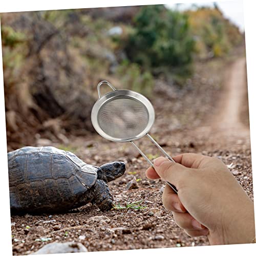 Kisangel 2PCS Reptile Sand Shovel Set Fine Mesh Litter Scoop for Bearded Dragons Desert Lizards and Small Animals Stainless Steel Sand Filtering Tool Long Handle