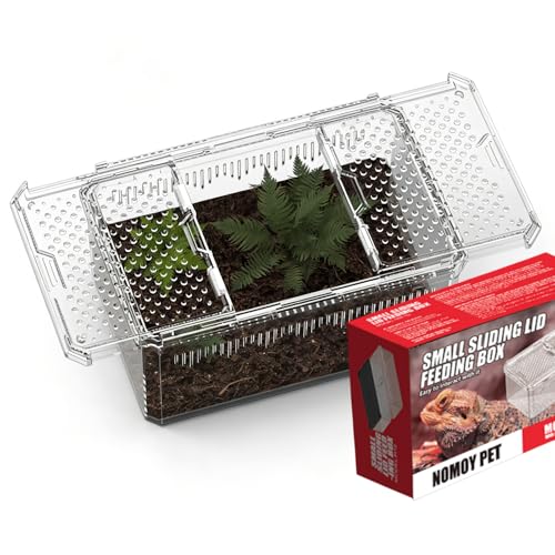 XIGETRAIL Transparent Portable Reptile Terrarium Habitat, Reptile Feeding Box for for Gecko, Tarantula, Scorpion, Spider, Hermit Crab,Frog (12" x 7.7" x 5.1" White) - color: White
