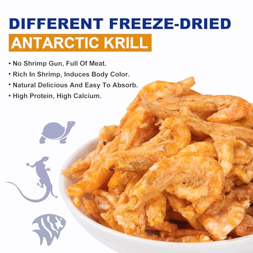 Freeze-Dried Krill Jumbo Shrimp - High Protein Natural Reptile Food for Turtles, Bearded Dragons, Tropical Fish & Amphibians(4oz)