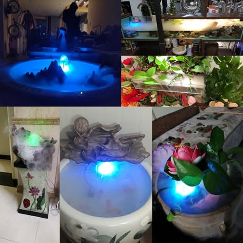 Mist Maker, 12 LED Ultrasonic Reptile Humidifier with Replaceable Atomization Chip, for Fish Tank Fountain Garden Landscape Decor (Plastic + Metal 3)
