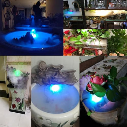 Mist Maker, 12 LED Ultrasonic Reptile Humidifier with Replaceable Atomization Chip, for Fish Tank Fountain Garden Landscape Decor (Plastic + Metal 3)