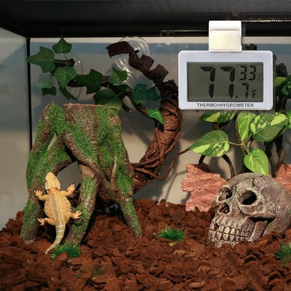 AQUA KT Reptile Terrarium Digital Thermometer Humidity Gauge Hygrometer High Accurate for Lizard Snake Bearded Dragon Amphibian Cage Accessory