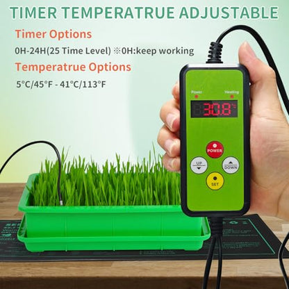 Seedling Heat Mat with Temperature Control 2 Pack Durable Waterproof Plant Heating Pad 10"x 20.75" for Germination, Indoor Gardening, Greenhouse - size: 2 Controller