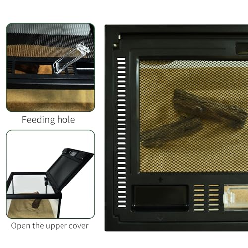 Reptile Glass Terrarium Tank 12"*8"*6",Small Cage Full View with Top Screen Ventilation Habitat Enclosure for Tarantula,Frog,Gecko,Insects,Spiders,Snakes,Hermit Crab,Turtle,Ball Python - size: 12*8*6inch