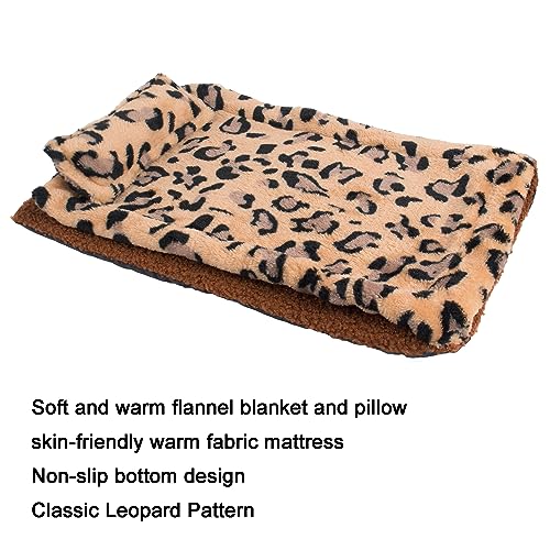 ADOGGYGO Bearded Dragon Bed with Pillow Blanket, Bearded Dragon Tank Accessories Lizard Hide Habitat Shelter, Warm Sleeping Bag with Cover for Reptile (Brown)
