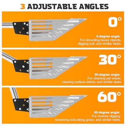 Adjustable Chicken Poop Scooper, 24-70" 4-in-1 Sifting Rake & Shovel, Stainless Steel Cleaner for Chicken Coop, Goat Stall, Rabbit Hutch, Pet Waste Large