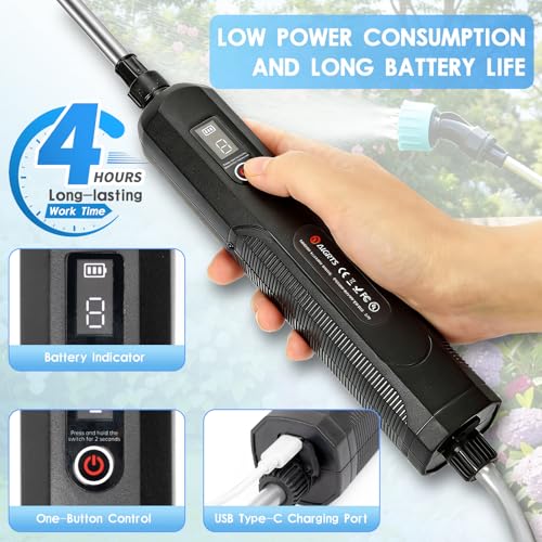 Battery Powered Sprayer 2 Gallons: Features Three-Speed Settings, Battery Indicator, Four Atomizing Nozzles, and an Extendable Spray Wand—Ideal for Backyard Lawn and Garden Tasks
