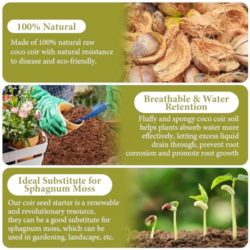 Legigo Pack of 1 Organic Coco Coir Bricks- 100% Natural Compressed Coco Peat Brick Coconut Fiber Substrate with Low EC& pH Balance, Coir Plant Soil Enhance Root Growth for Herbs, Flowers, House Plants - color: Pack of 1