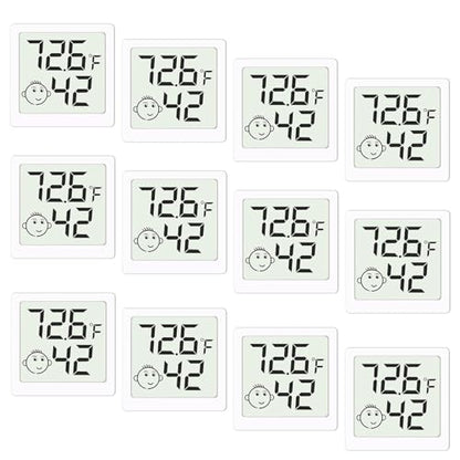 Mini Humidity Meter Hygrometer 12 Pack Room Thermometer Indoor Digital Temperature and Humidity Monitor for Home House Office Garden and Cellar - style: Style A-White-12pcs