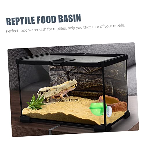 Angoily 4pcs Reptile Feeding Bowl Cup Water and Food Dish for Lizards Geckos and Other Crawling Pets Easy to Clean and Stable Design - color: Greenx2pcs, size: 8X10CMx2pcs