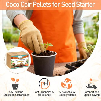 Legigo 50 PCS 50mm Coco Coir Pellets Potting Soil Mix- Compressed Coconut Coir Discs Seed Starting Soil Pellets, Coco Peat Soil Pods for Indoor & Outdoor Plants, Gardening Herbs Bonsai and Vegetables - color: 50mm