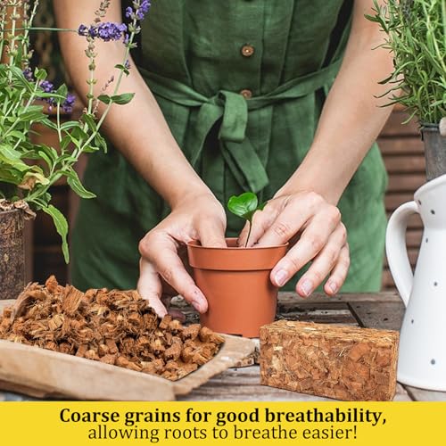 Riare 6 Pack Coco Chips Substrate for Plants- 6.6lb 100% Organic Coconut Husk Brick with Low EC and pH Balanced, High Expansion Coconut Substrate Coco Husk Mulch for Garden Flowers, Herbs, Planting - color: 6 Pack