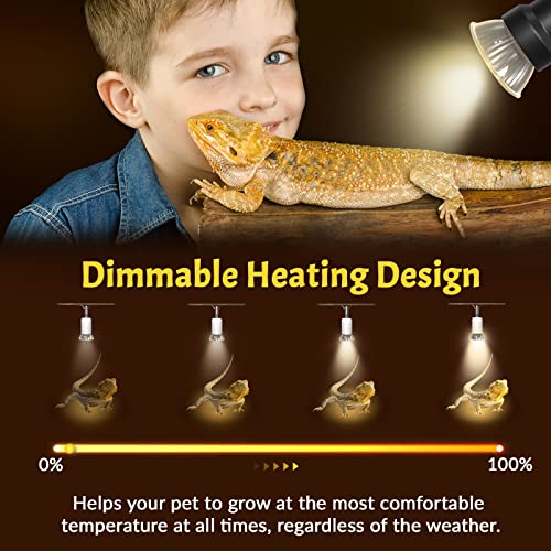 Lustaled 8Pack 50W Reptile Heat Lamp Bulbs E26 Dimmable Full Spectrum Sun Lamp Turtle Heat Bulb for Bearded Dragon, Chicks, Lizard, Snake, Puppies
