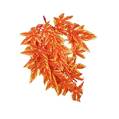 Artificial Reptile Plants, Artificial Plastic Plant, Lifelike Plastic Plant, Hanging Leaves, Decoration with Suction Cup for Reptiles, Terrarium, Aquarium (T-007 Orange)