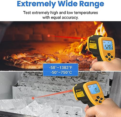 Etekcity Infrared Thermometer Temperature Gun 800, -58℉ to 1382℉ with 16:1 DTS Ratio, Digital Laser Temp IR Tool for Cooking, Pizza Oven, Griddle, Fridge, Engine, Pool, Non Contact, Yellow - color: Yellow D:S 16:1, style: Advanced