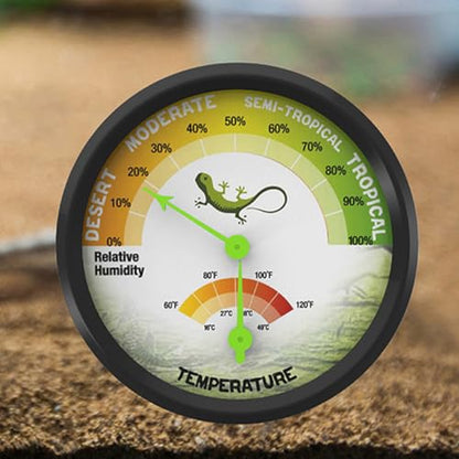 Healifty Reptile Thermometer Hygrometer Analog Dial High-Precision Mechanical Temperature Humidity Meter Mini for Terrarium Gecko Bearded Dragon Tank