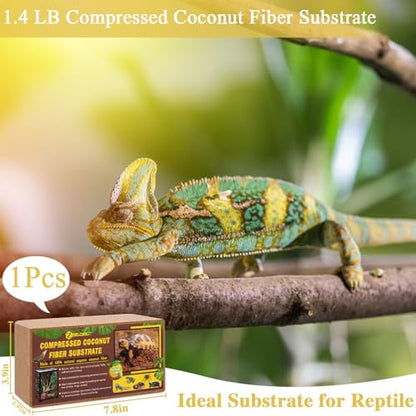 ZeeDix 1 Pack Coconut Fiber Substrate, 100% Organic Coconut Husk Coco Coir Brick Terrarium Bedding for Reptiles, Tortoise, Bearded Dragon, Leopard Gecko, Snake, Hermit Crabs, Frogs, Tarantula - color: 1pcs