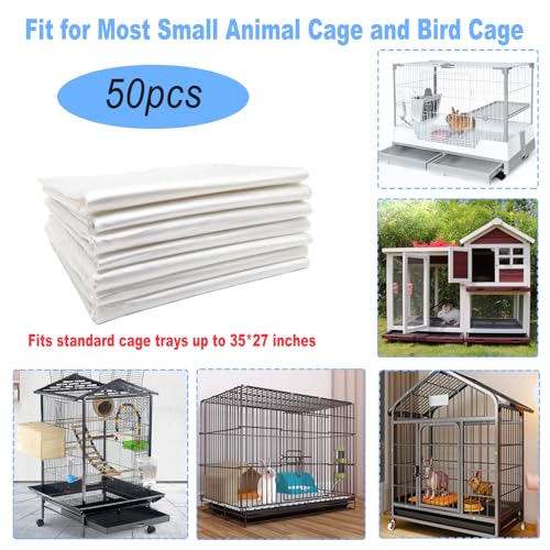 50 Pcs Disposable Rabbit Cage Liner, 35'' X 27'' Large Bunny Cage Tray Liners Clear Plastic Guinea Pig Toilet Film for Bunnies Ferrets Chinchillas Birds Small Animal - Leak Proof & No Mess - size: 50PCS