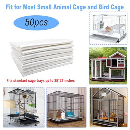 50 Pcs Disposable Rabbit Cage Liner, 35'' X 27'' Large Bunny Cage Tray Liners Clear Plastic Guinea Pig Toilet Film for Bunnies Ferrets Chinchillas Birds Small Animal - Leak Proof & No Mess - size: 50PCS