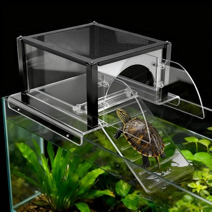 Turtle Topper Basking Platform for Aquatic Turtles 10/20/29/55 Gallon Tank, Aquatic Reptile Ramp Dock, Terrace, Accessories - size: Large