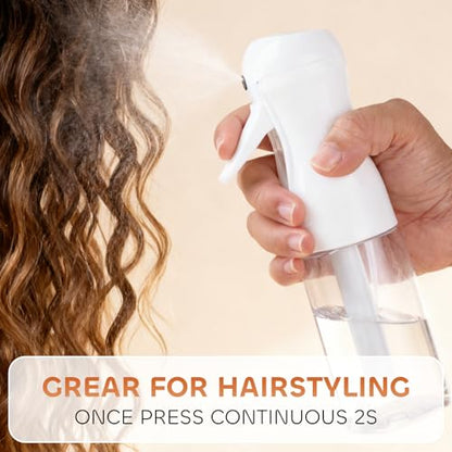 AMOMELA 2Pcs Continuous Spray Bottle For Hair,Ultra Fine Refillable Water Mister for Hair Styling, Plants, Cleaning, Salon, Misting & Skin Care（200ml/6.8oz Clear） (200ML 2PACK) - size: 6.8 Ounces