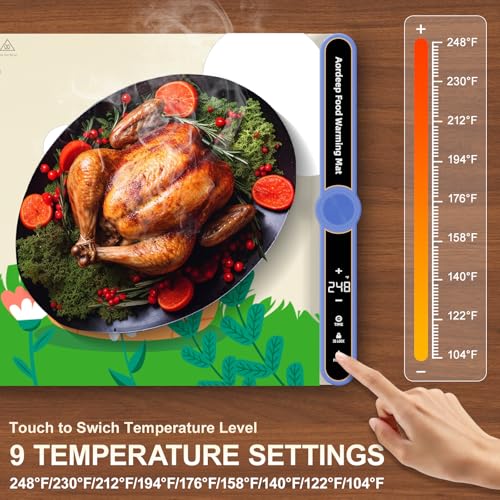 Food Warmer Mat Extra Large 40”X15” Rolled Up Electronic XXL Warming Mat for Buffet/Family Gathering Meals/Parties Silicone Food Warming Mat 9-Level Temp Control 18H Auto-Off - size: Easter-XXL 15*40in