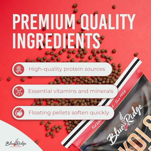 Blue Ridge Koi Fish Food 25lb - Koi Food Large 3/16" Growth Formula, Goldfish Food, Premium Fish Food for Ponds, Ponds Fish Food, Floating Pond Pellets - size: 25 Pound (Pack of 1)