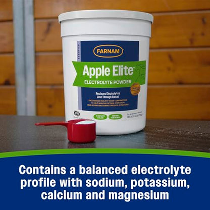 Farnam Apple Elite Horse Electrolytes Powder Supplement, Replaces Vital Minerals, Encourages Hydration, Sugar-Free, Contains Sodium, Potassium, Calcium & Magnesium, Apple Flavored, 5 lb - size: 5 pounds