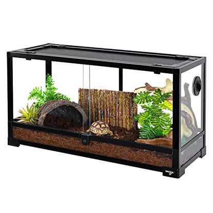 WACOOL TERRA Large Reptile Tank 25 Gallon, 360°Full Vision Glass Reptile Terrarium with Top Mesh Lid for Beaded Dragon Lizard Gecko Snake Hermit Crab Use, 30"(W) X 12"(D) X 16"（H）