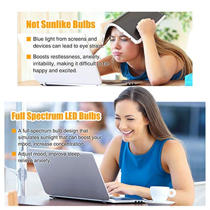 Full Spectrum Light Bulb, 6000K Natural Light Bulb, LED Light Bulb 9W 60W Equivalent, Sun Light Bulbs A19, E26/E27, 1 Pack - color: 6000k Daylight, size: 1 Count (Pack of 1)