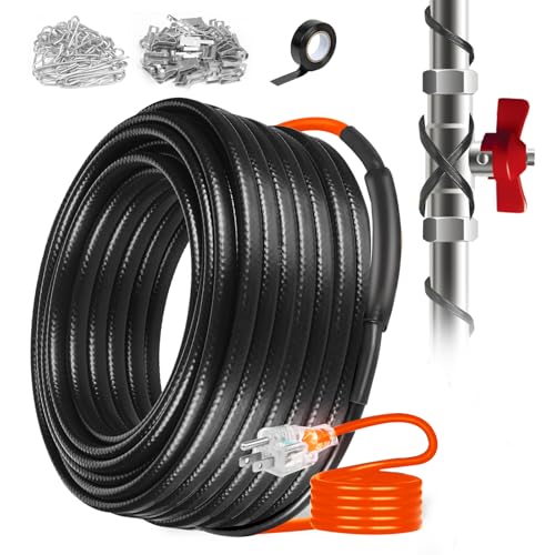 140FT Heating Cable for Metal and Plastic Home Pipes, Energy-efficient, Heat Tape for Water Pipes, Pipe Freeze Protection, Keeps Water Flowing at -40℉, 120V - size: 140FT