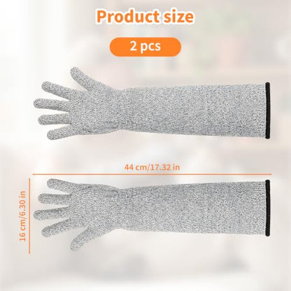 2 Pcs Cat Gloves Bite Proof, 17.7 Inch Extra-Long Durable Bite Resistant Gloves to Prevent Scratching, Handling Sleeves & Bites Proof Glove for Pet Grooming, Nail Trimming & Arm Protection