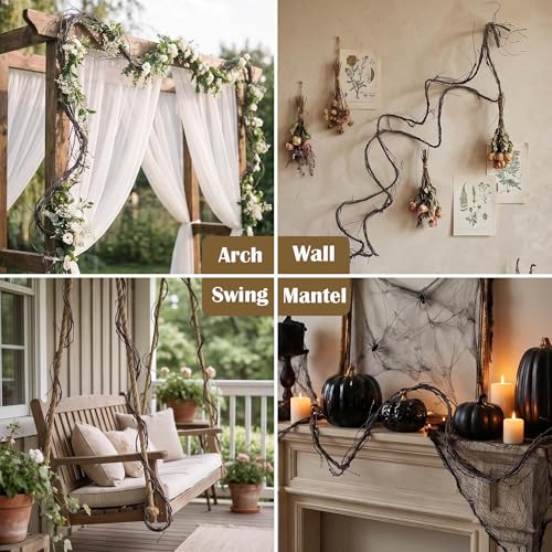 118" Bendable Artificial Grapevines Garland Tree Branches(S) | Wall Hanging Fake Cherry Blossom Vines Reptile Plants Twigs Wreath for Garden Outdoor Halloween Creepy Ceiling Decoration - size: Small