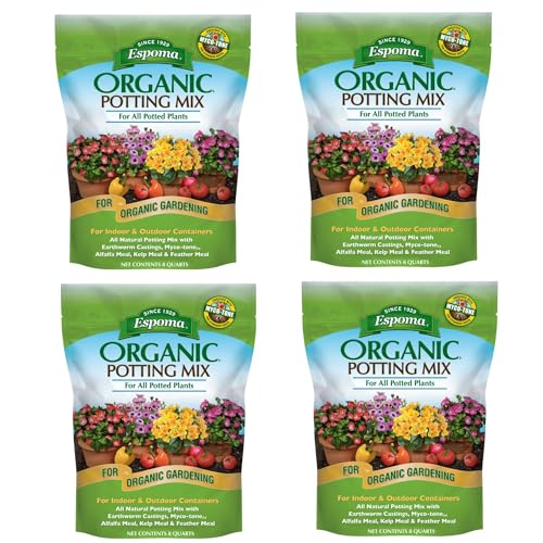 Espoma Organic Potting Soil Mix - All Natural Potting Mix For All Indoor & Outdoor Containers Including Herbs & Vegetables. For Organic Gardening, 8qt. bag. (Pack of 4) - style: Peat Moss,Potting Mix (Pack of 4)