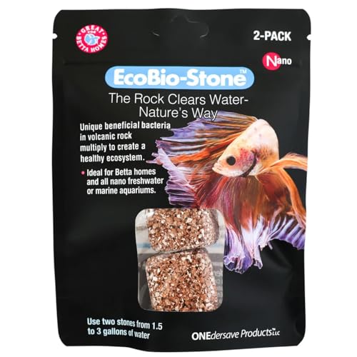 EcoBio-Block Natural Volcanic Rock for Aquarium Water Clarity & Balance — Low-Maintenance Alternative to Weekly Additives — for Freshwater Fish, Turtles, Shrimp & Frogs (Nano 2-Pack, 0.8-1.5 gal ea.) - size: 2 Pack, style: Nano
