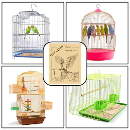 50PCS Disposable Bird Cage Liners 19.6x15.6 Inch Absorbent Precut Paper Pads for Parrots & Small Birds - Cage Bottom Protectors with Quick Cleanup Design