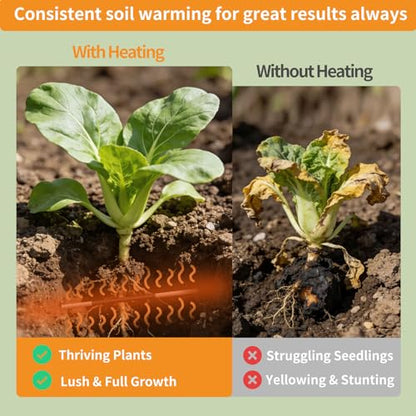 205W Soil Heating Cable with Thermostat 50Ft Electric Soil Warming Cable Energy Efficient for Greenhouse Plant