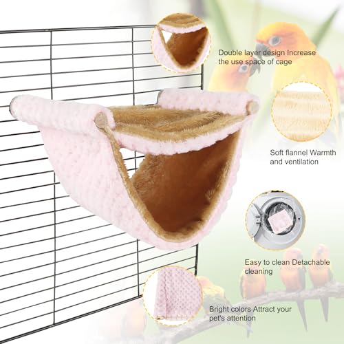 BWOGUE Winter Warm Bird Nest Bed Hanging Hammock Snuggle Hut Parrot House Tent Toy Bird Cage Perch for Parakeet Budgies Cockatiels Lovebird Cockatoo Finch Hamster Chinchilla Guinea Pig(Medium, Pink) - color: Pink, size: Medium (9"x7.2")
